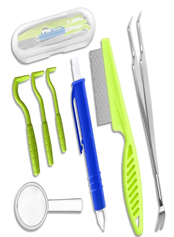 ZIBUYU® 7 Pcs rooming Tools Tick Remover Tool Set for Dogs Cat Pet Lice Remover Tick Tweezer - Image 1